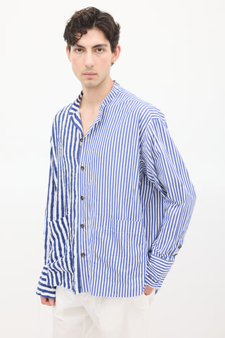 Greg Lauren X Paul 
Shark Blue 
White Contrast Striped Shirt