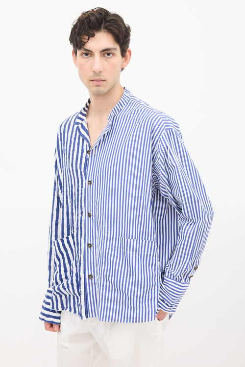 Greg Lauren X Paul 
Shark Blue 
White Contrast Striped Shirt