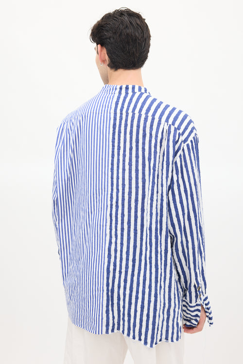 Greg Lauren X Paul 
Shark Blue 
White Contrast Striped Shirt