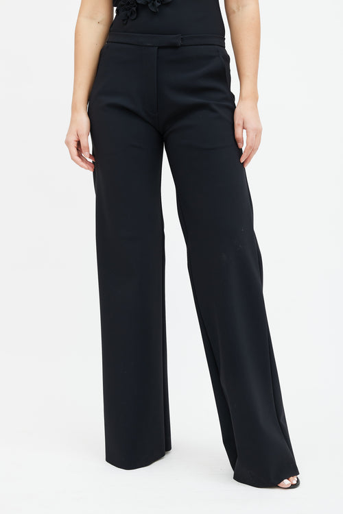 Greta Constantine Black Neoprene Straight Leg Trouser