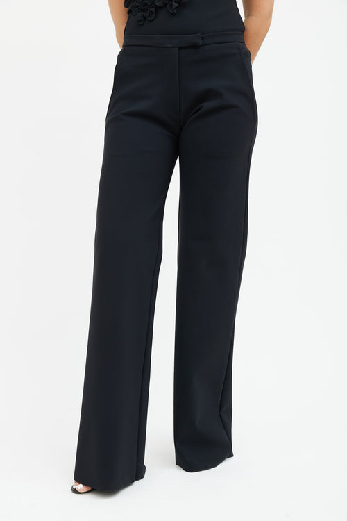 Greta Constantine Black Neoprene Straight Leg Trouser