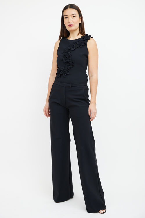 Greta Constantine Black Neoprene Straight Leg Trouser