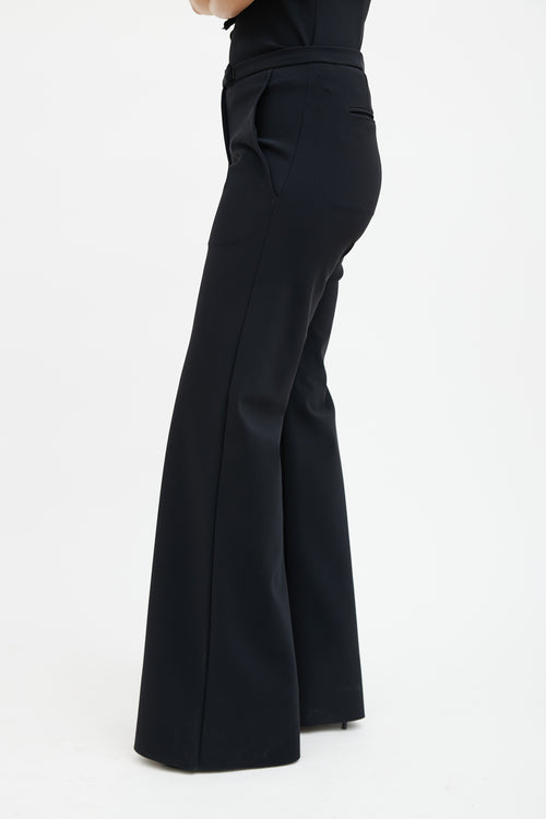 Greta Constantine Black Neoprene Straight Leg Trouser