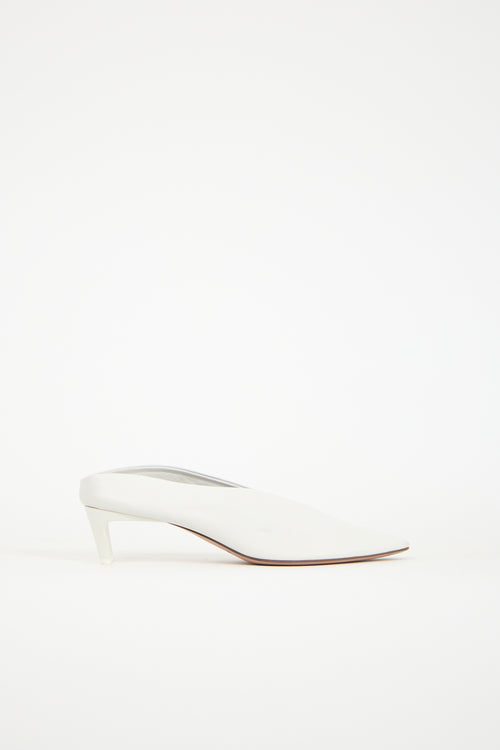 GRAY MATTERS White Leather Clara Mule