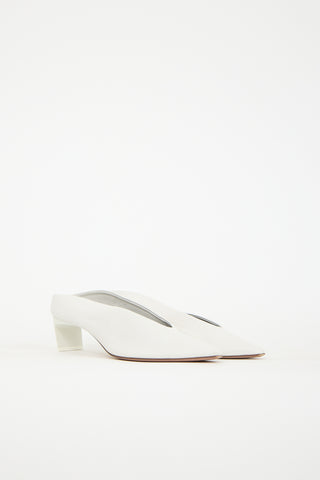 GRAY MATTERS White Leather Clara Mule