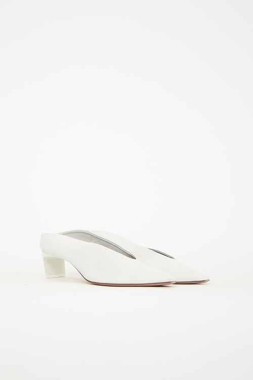 GRAY MATTERS White Leather Clara Mule