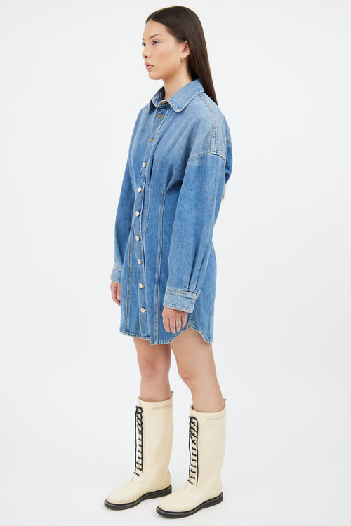 GRLFRND Blue Denim Long Sleeve Dress