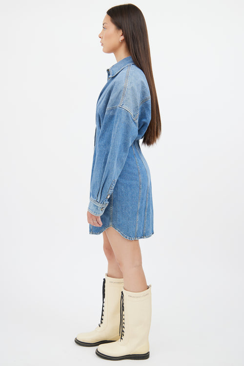 GRLFRND Blue Denim Long Sleeve Dress