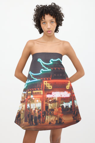 Grover Rad Black 
Multicolour Printed Gateway Trapeze Dress