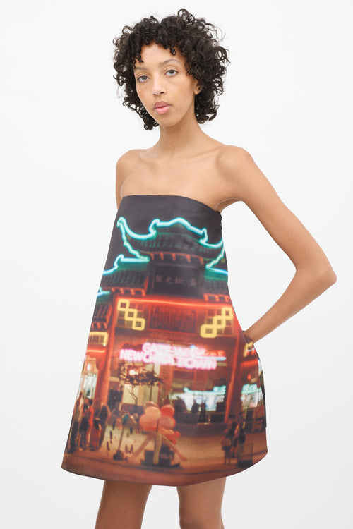 Grover Rad Black 
Multicolour Printed Gateway Trapeze Dress