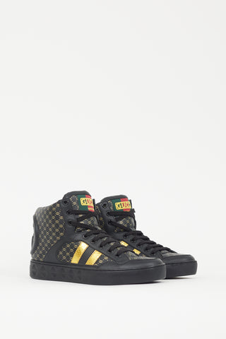 Gucci X Dapper Dan Black 
Gold GG High Top Sneaker