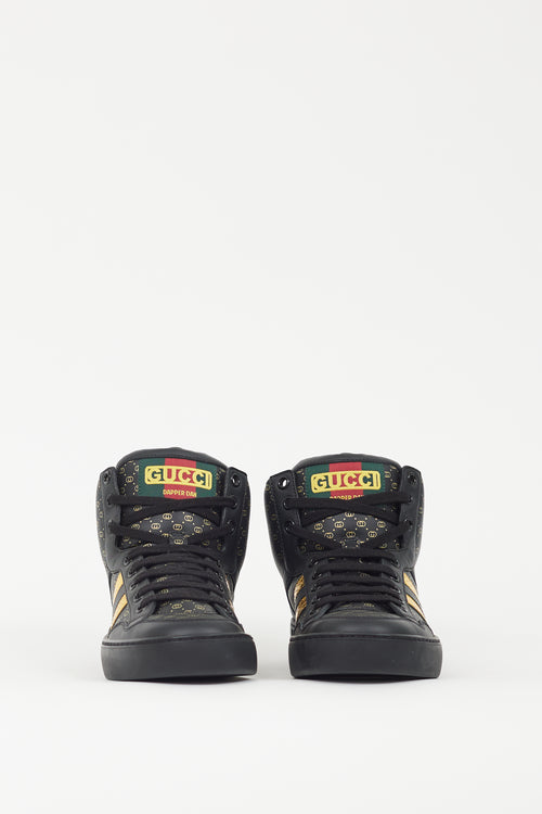 Gucci X Dapper Dan Black 
Gold GG High Top Sneaker