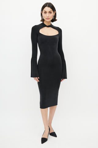 Gucci 1990
s Black Mockneck Cut Out Dress