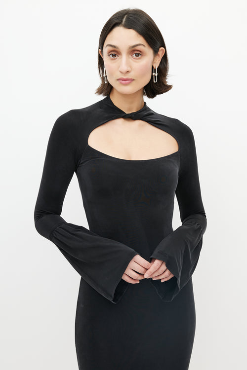 Gucci 1990
s Black Mockneck Cut Out Dress