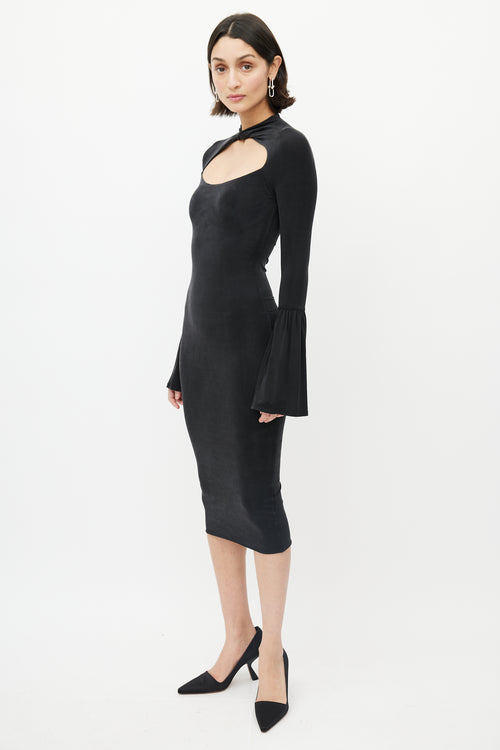 Gucci 1990
s Black Mockneck Cut Out Dress