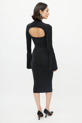 Gucci 1990
s Black Mockneck Cut Out Dress