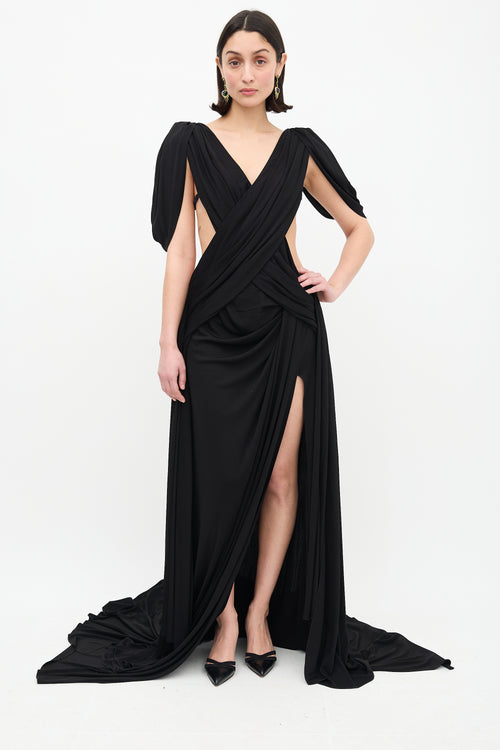 Gucci 2023 Resort Black Criss Cross Gown