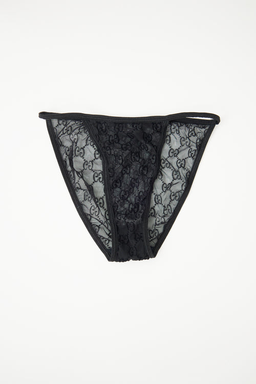 Gucci 1998 Black GG Monogram Lingerie Set