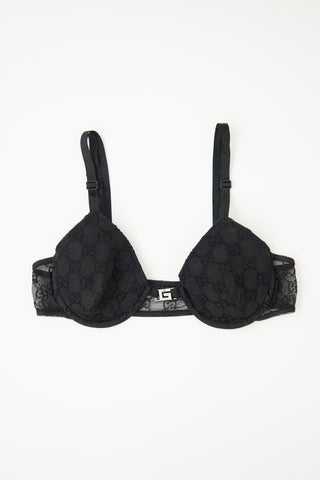 Gucci 1998 Black GG Monogram Lingerie Set