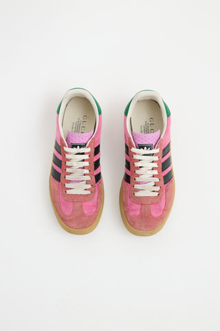 Gucci X Adidas Pink 
Multicolour Velvet 
Suede Gazelle Sneaker