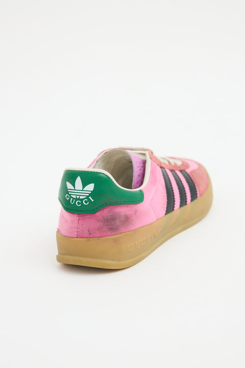 Gucci X Adidas Pink 
Multicolour Velvet 
Suede Gazelle Sneaker