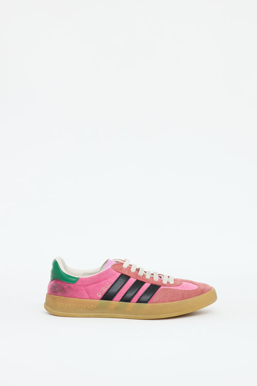 Gucci X Adidas Pink 
Multicolour Velvet 
Suede Gazelle Sneaker