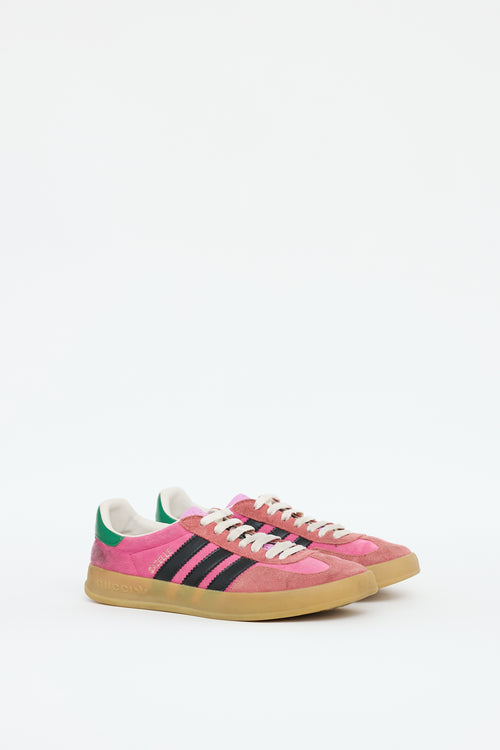 Gucci X Adidas Pink 
Multicolour Velvet 
Suede Gazelle Sneaker