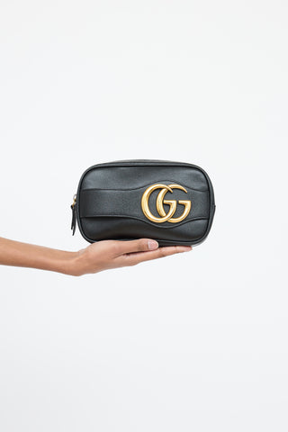 Gucci Black Leather Marmont Dahlia Clutch