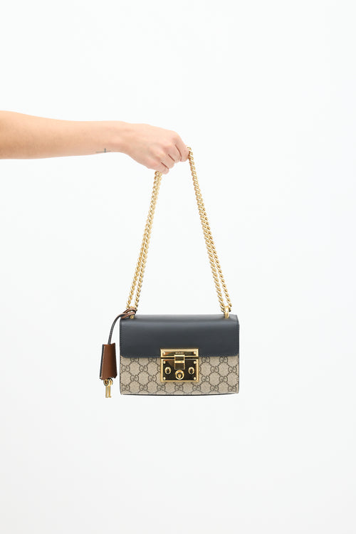 Gucci Beige 
Black Monogram Padlock Mini Bag