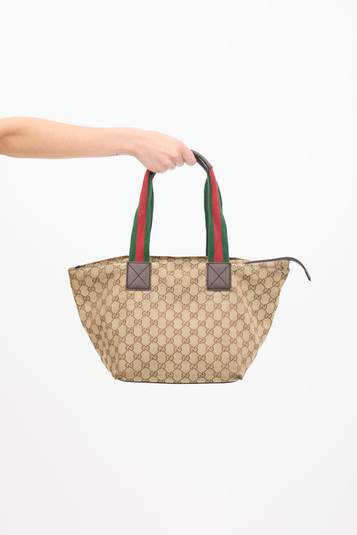 Gucci Brown 
Multicolour Monogram Striped Tote