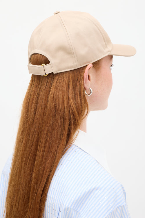 Gucci Beige Cotton Embossed Logo Baseball Hat