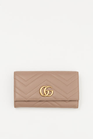 Gucci Beige Leather Marmont GG Wallet