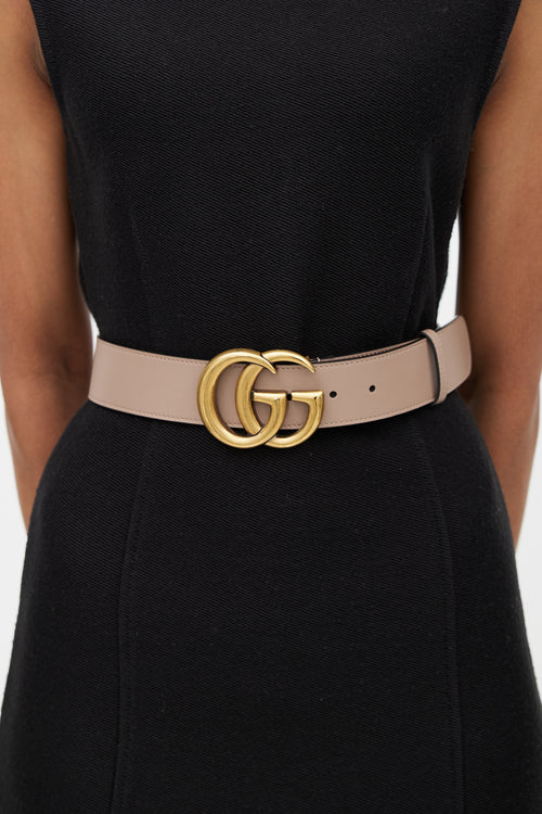 Gucci Beige 
Gold Marmont Leather Belt