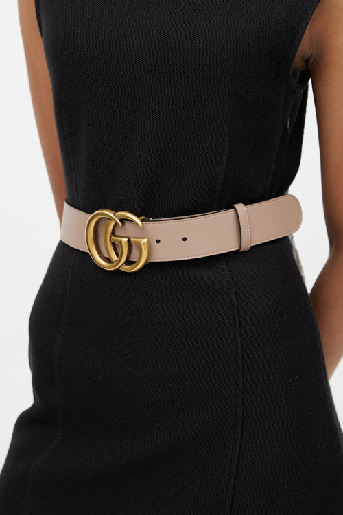 Gucci Beige 
Gold Marmont Leather Belt