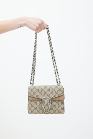 Gucci Brown 
Silver Dionysus Monogram Bag