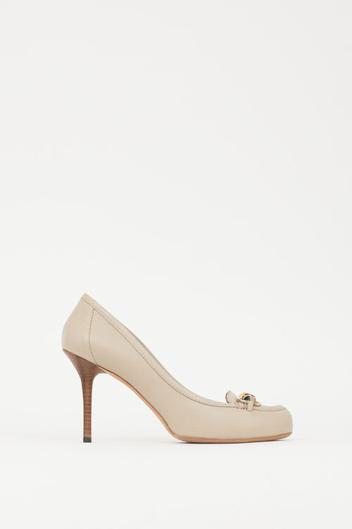 Gucci Beige Leather Bamboo Loafer Heel