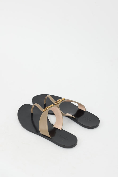 Gucci Brown Double G T-Strap Sandal