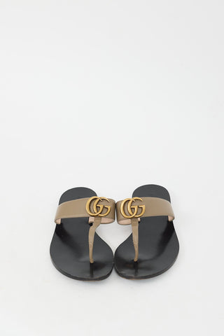 Gucci Brown Double G T-Strap Sandal