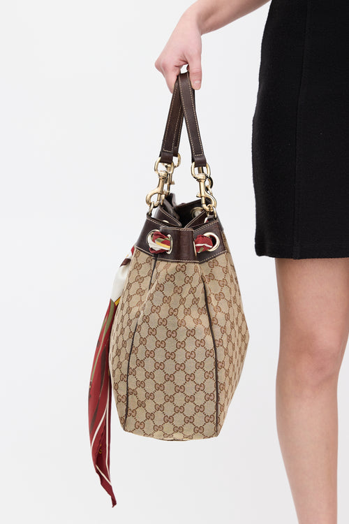 Gucci Beige 
Multi GG Canvas Positano Scarf Tote