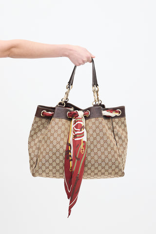 Gucci Beige 
Multi GG Canvas Positano Scarf Tote