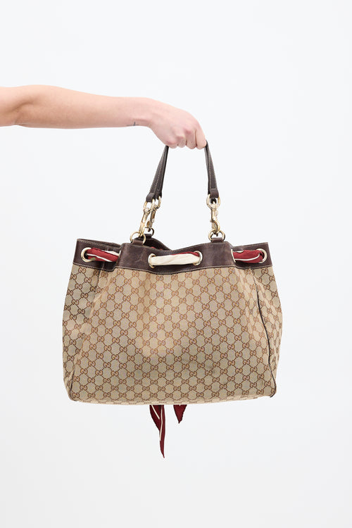 Gucci Beige 
Multi GG Canvas Positano Scarf Tote