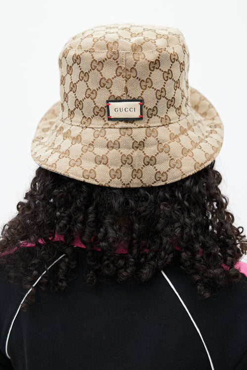 Gucci Beige 
Multicolour Reversible Floral Monogram Bucket Hat