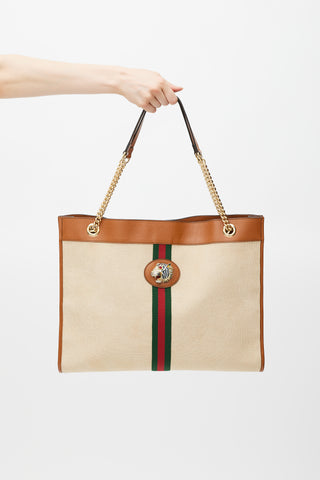 Gucci Beige 
Multicolour Striped Rajah Tote