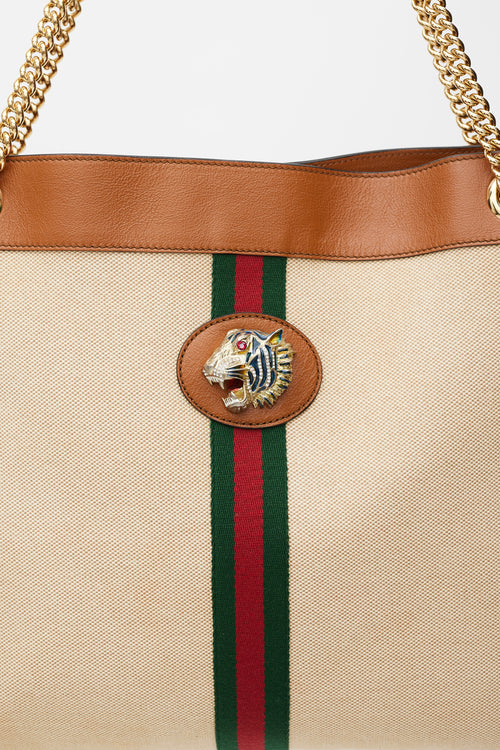 Gucci Beige 
Multicolour Striped Rajah Tote