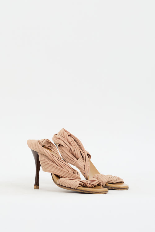 Gucci Beige Pleated Strap Heel