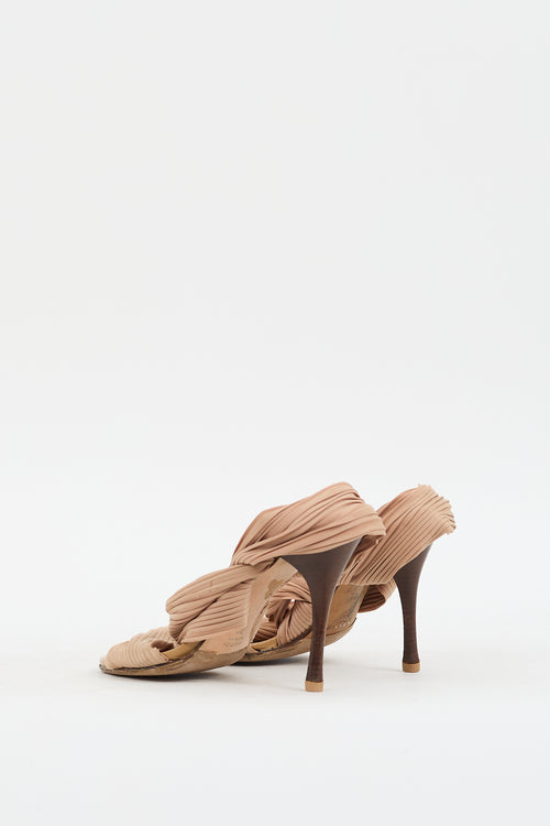 Gucci Beige Pleated Strap Heel