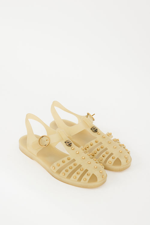 Gucci Beige Rubbber Studded Caged Sandal