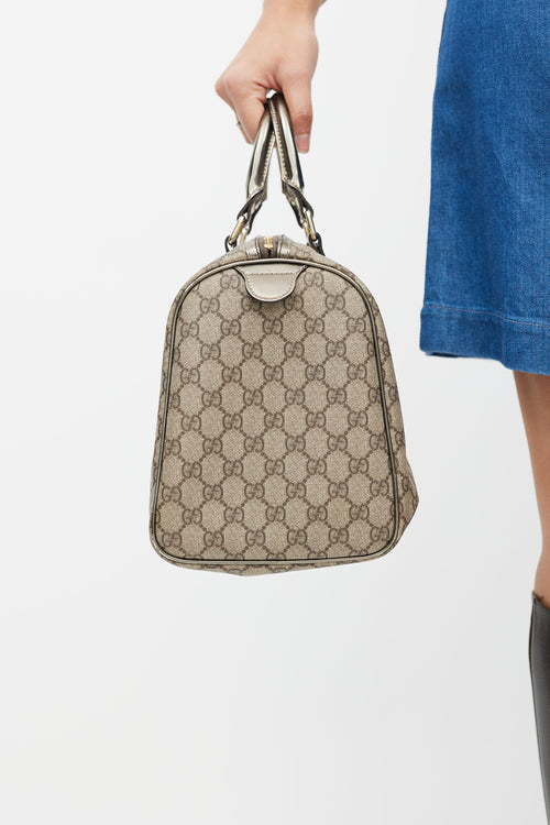 Gucci Grey Joy Boston Monogram Metallic Bag