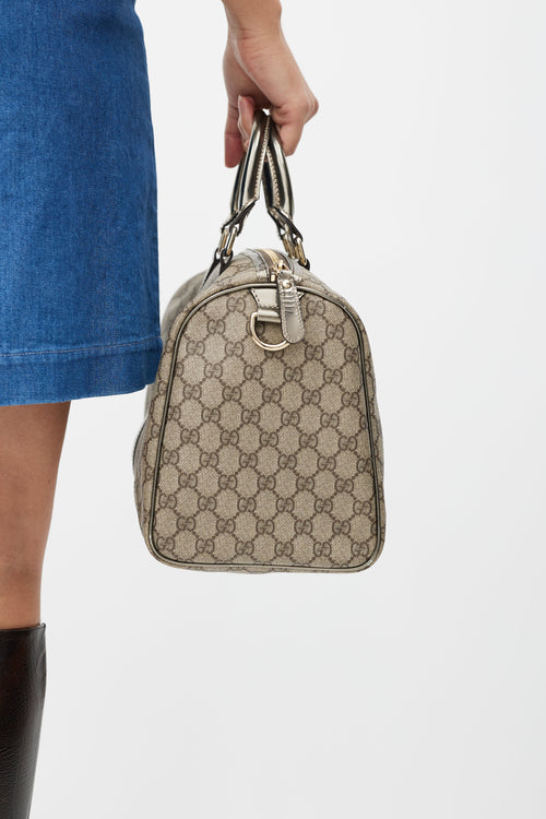 Gucci Grey Joy Boston Monogram Metallic Bag