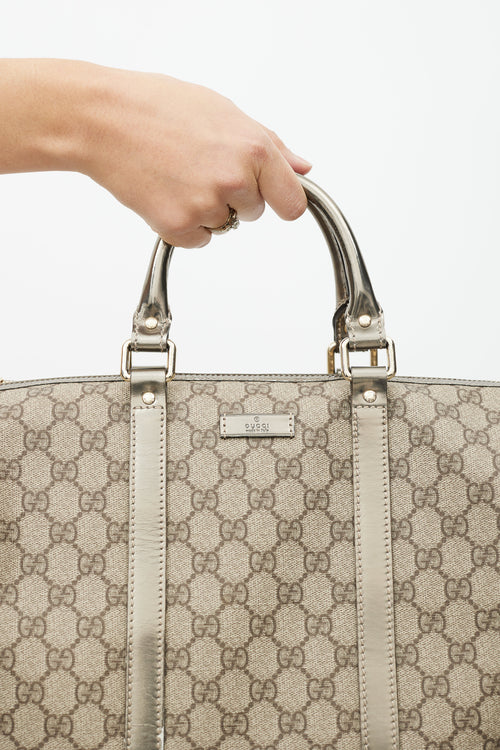 Gucci Grey Joy Boston Monogram Metallic Bag